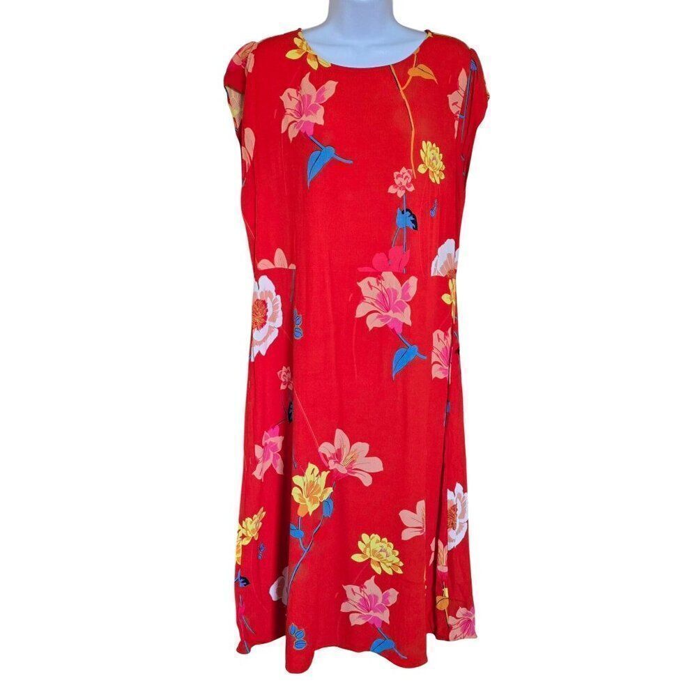 Red Floral Sleeveless A-Line Dress flowercore beachcore nautical summer fairy
